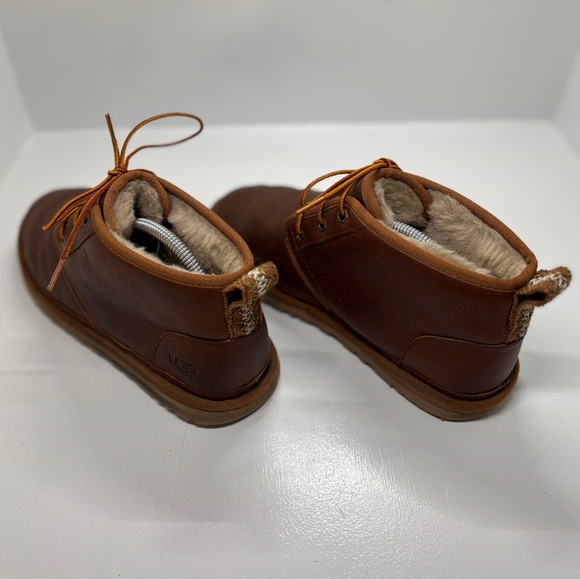 UGG Neumel Men’s 9 Brown Leather Wool Lined Chukka Boots - Picture 5 of 12